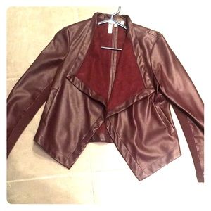 Burgundy faux leather jacket
